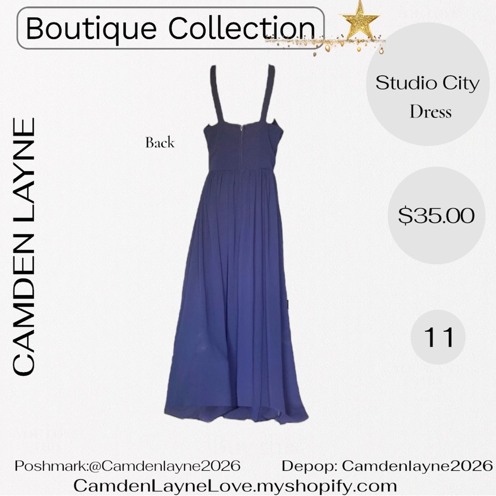 City Studio Blue Halter Sundress for Weddings - Picture 4 of 7